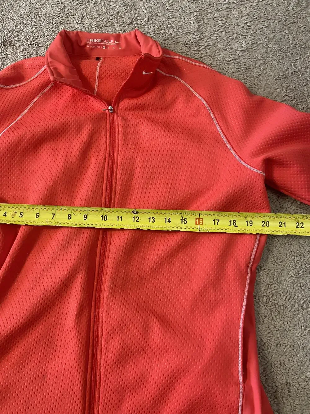 Nike Golf Jacket Womens XL Orange Therma-FIT Full Zip Fleece Lined Golf Outdoor